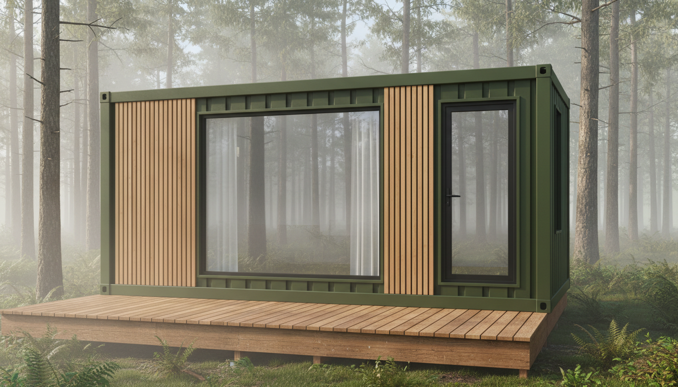 EX-LIVING Tiny House mit Holz-Akzenten von außen