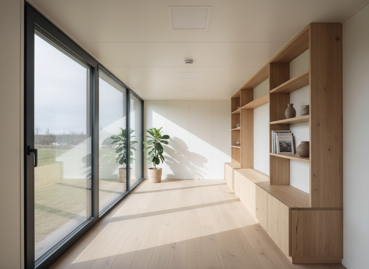 Modernes Tiny House Interieur mit Holzoptik