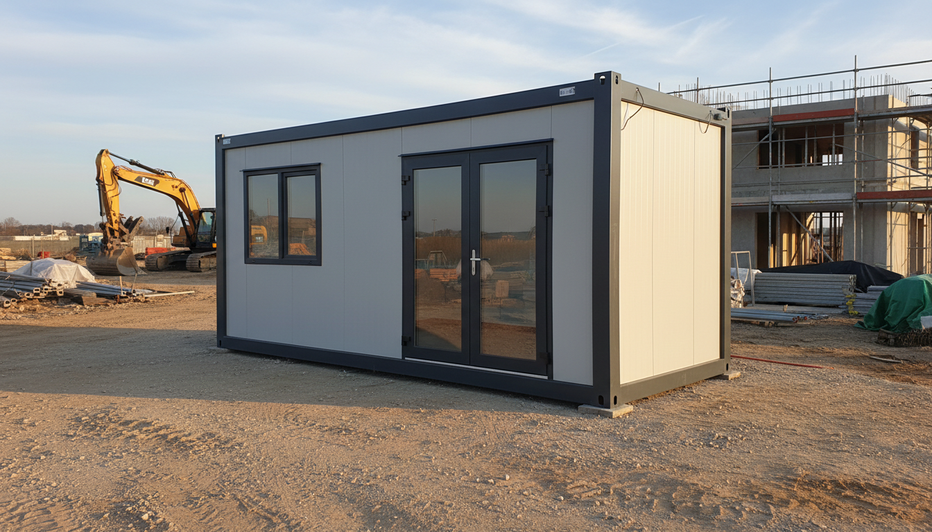 Bürocontainer auf einer Baustelle