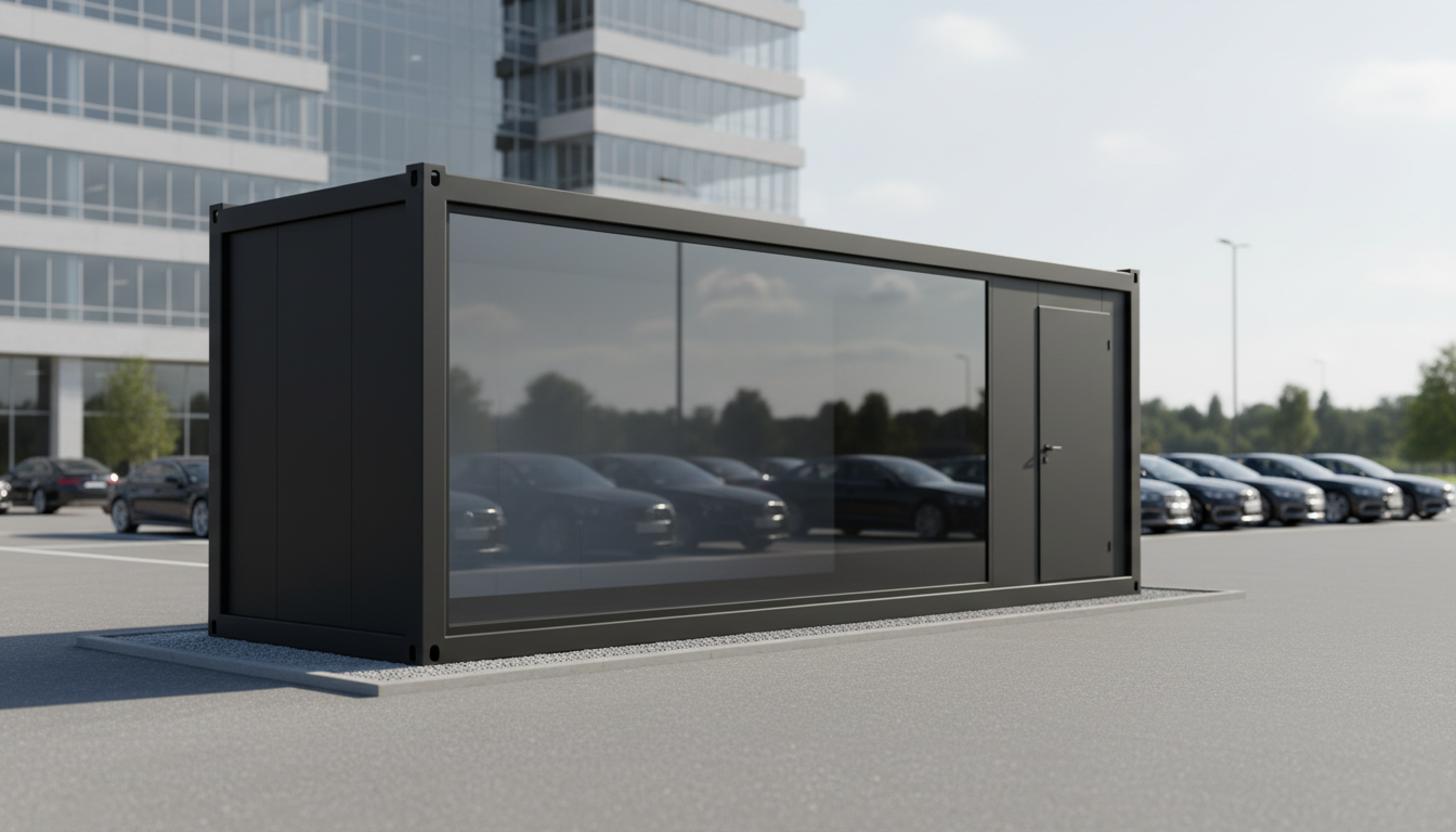 Moderner Bürocontainer als modularer Arbeitsraum