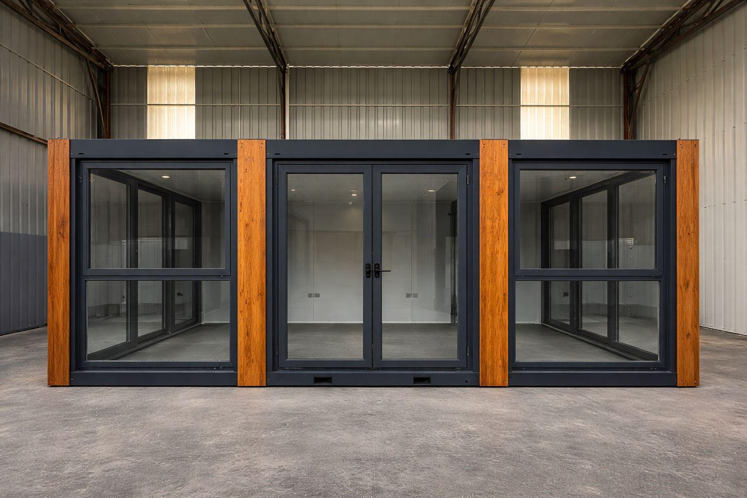 Premium Bürocontainer | Modulcontainer Retail Store | 28 m² Glas-Pavillon | Ex-108